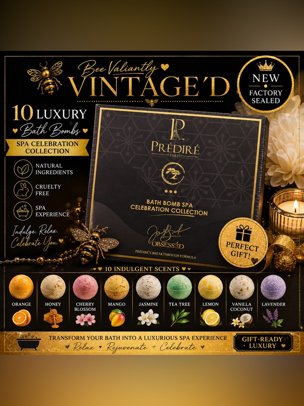 NWT Predire Paris Bath Bomb Spa Celebration Collection | 10 Luxe Bath Bombs